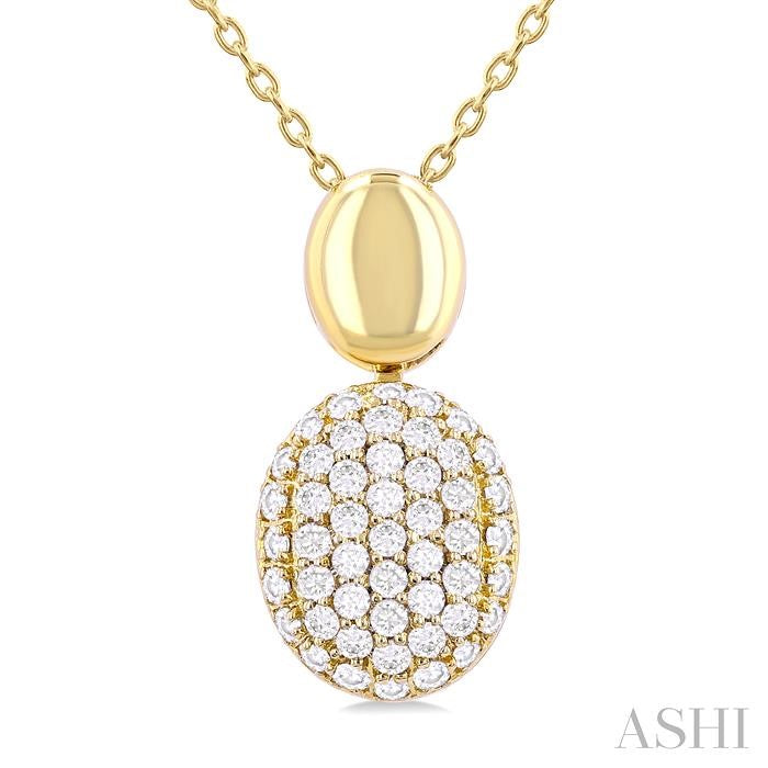 ASHI Pave-Set Oval Shape Pave Diamond Fashion Pendant 629F6PPTSPDYG-OV