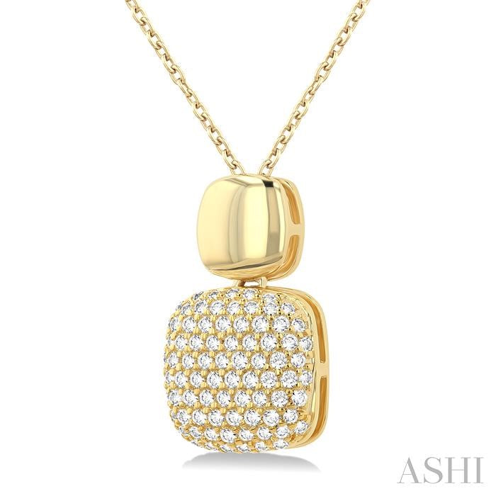 ASHI Pave-Set Cushion Shape Diamond Fashion Pendant 629F6PPTSPDYG-SQ
