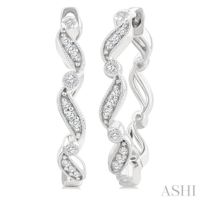 ASHI Wave Diamond Fashion Hoop Earrings 629H8PPTSERWG