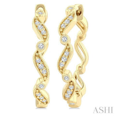 ASHI Wave Diamond Fashion Hoop Earrings 629H8PPTSERYG