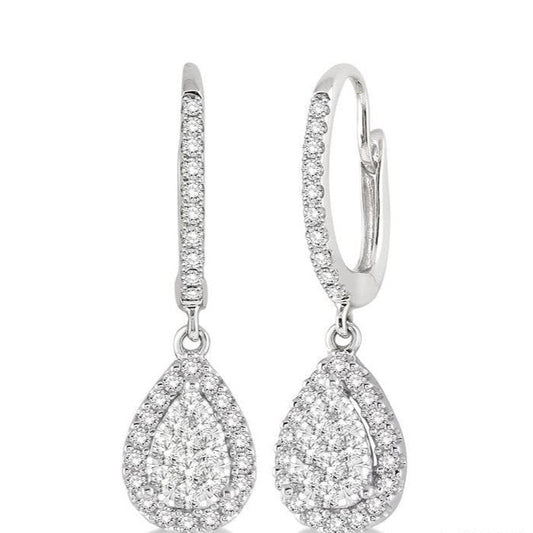 Parkplace Jewelers Pear Shape Halo Lovebright Essential Diamond Earrings 96094PPFVERWG