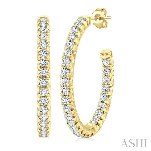 ASHI Pave Set Inside-Out Diamond Half Hoop Earrings 630D0PPFGERYG-1.50