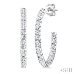 ASHI Pave Set Inside-Out Diamond Half Hoop Earrings 630D3PPFGERWG