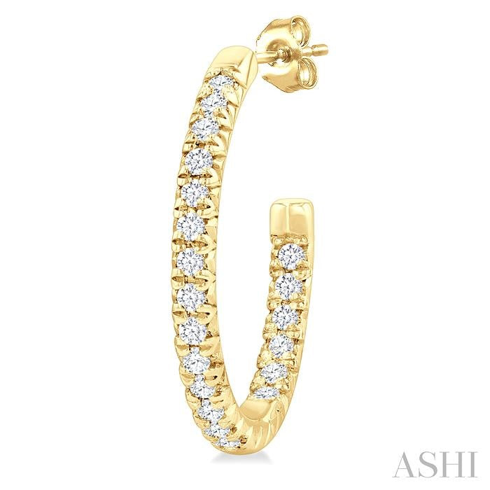 ASHI Pave Set Inside-Out Diamond Half Hoop Earrings 630D8PPFGERYG
