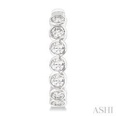 ASHI Round Shape Bezel Set Diamond Fashion Hoop Earrings 630F0PPFGERWG-RD