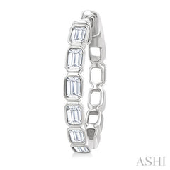 ASHI Emerald Shape Bezel Set Diamond Fashion Hoop Earrings 630F1PPFGERWG-OC