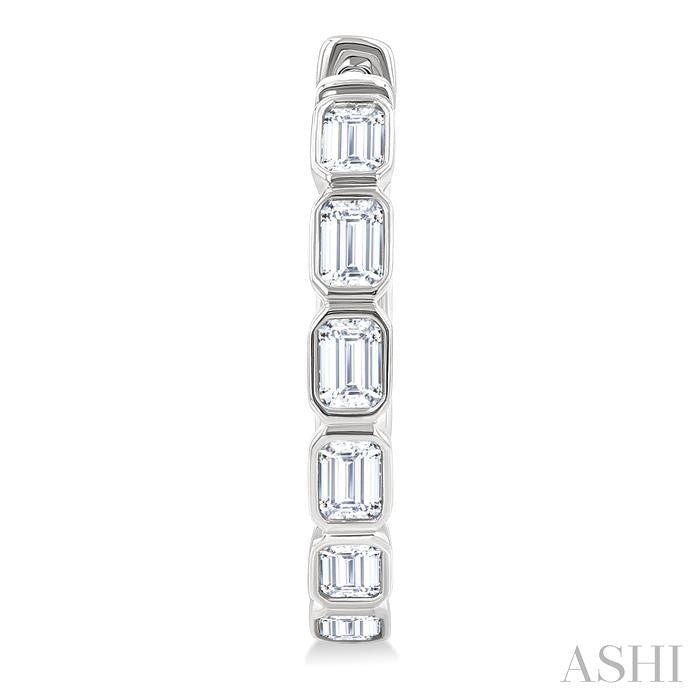 ASHI Emerald Shape Bezel Set Diamond Fashion Hoop Earrings 630F1PPFGERWG-OC