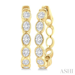 ASHI Oval Shape Bezel Set Diamond Fashion Hoop Earrings 630F1PPFGERYG-OV