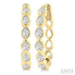 ASHI Pear Shape Bezel Set Diamond Fashion Hoop Earrings 630F1PPFGERYG-PR