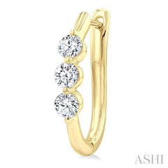 ASHI 3 Stone Diamond Hoop Earrings 631F1PPFGERYG