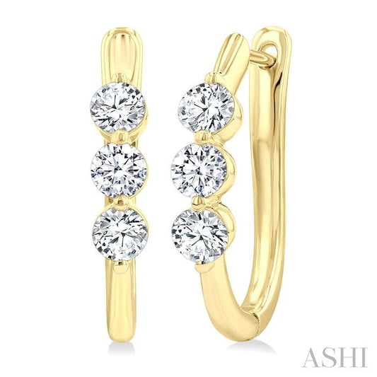 ASHI 3 Stone Diamond Hoop Earrings 631F1PPFGERYG