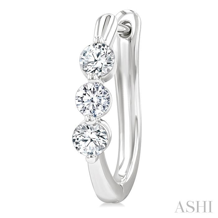 ASHI 3 Stone Diamond Hoop Earrings 631F2PPFGERWG