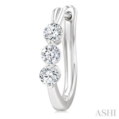 ASHI 3 Stone Diamond Hoop Earrings 631F2PPFGERWG