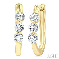 ASHI 3 Stone Diamond Hoop Earrings 631F2PPFGERYG