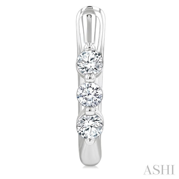ASHI 3 Stone Diamond Hoop Earrings 631F5PPFGERWG