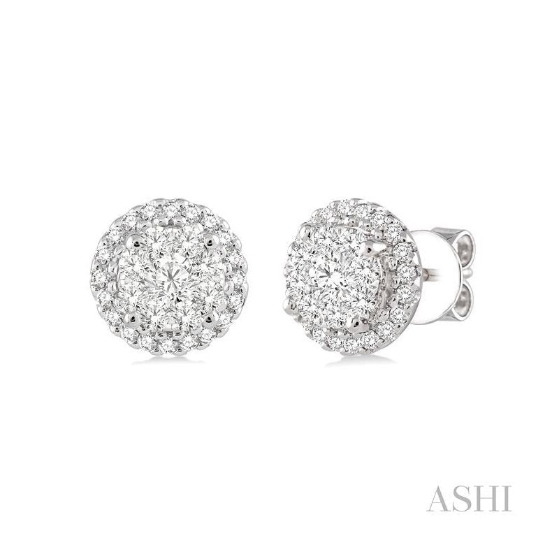 ASHI Round Shape Halo Lovebright Essential Diamond Earrings 94913PPFVERWG