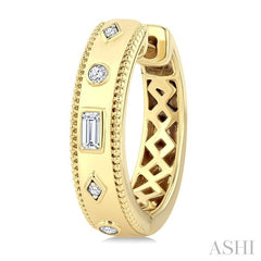 ASHI Mixed Shape Bezel Set Diamond Huggie Earrings 632A8PPFGERYG
