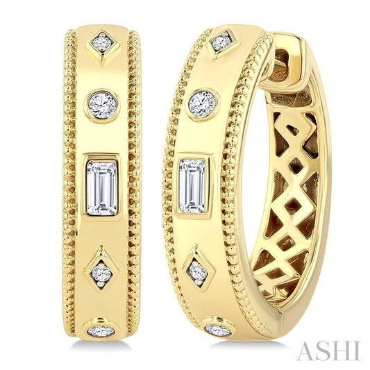 ASHI Mixed Shape Bezel Set Diamond Huggie Earrings 632A8PPFGERYG