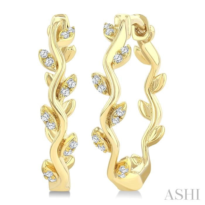 ASHI Leaf Diamond Fashion Hoop Earrings 633H8PPTSERYG