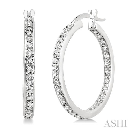 ASHI Inside-Out Diamond Hoop Earrings 63543PPFNERWG