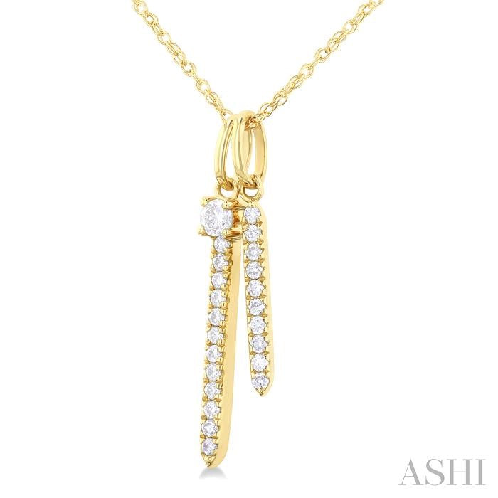 ASHI Double Vertical Bar Diamond Pendant 635D8PPFGPDYG