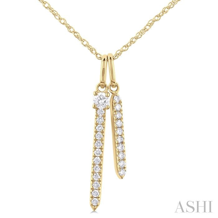 ASHI Double Vertical Bar Diamond Pendant 635D8PPFGPDYG