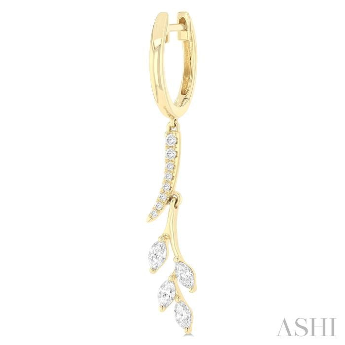 ASHI Leaf Diamond Fashion Earrings 635F3PPFGERYG