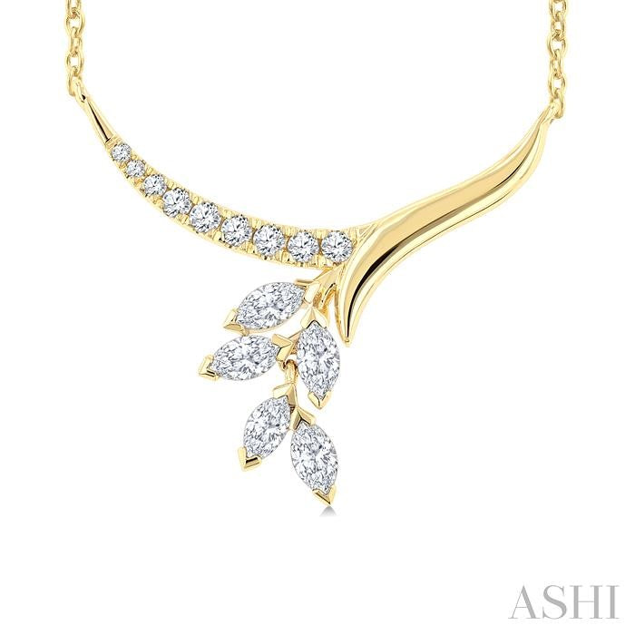 ASHI Floral Drop Diamond Fashion Necklace 635FUPPFGNKYG