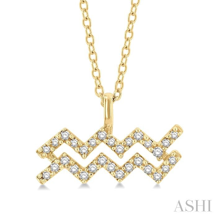 ASHI Aquarius Zodiac Diamond Pendant 635Y8PPTSPDYG-AQUA