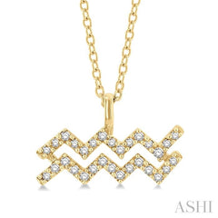 ASHI Aquarius Zodiac Diamond Pendant 635Y8PPTSPDYG-AQUA