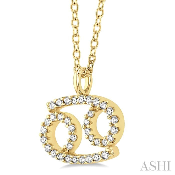 ASHI Cancer Zodiac Diamond Pendant 635Y8PPTSPDYG-CANC