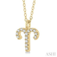 ASHI Aries Zodiac Diamond Pendant 635Y9PPFSPDYG-ARIE