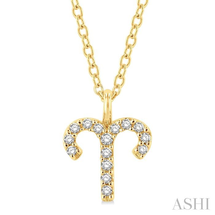 ASHI Aries Zodiac Diamond Pendant 635Y9PPFSPDYG-ARIE