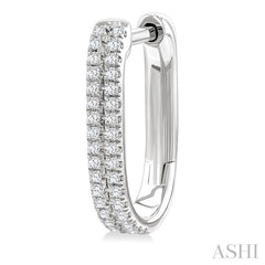 ASHI Double Row Diamond Hoop Earrings 636E7PPTSERWG