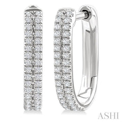 ASHI Double Row Diamond Hoop Earrings 636E7PPTSERWG