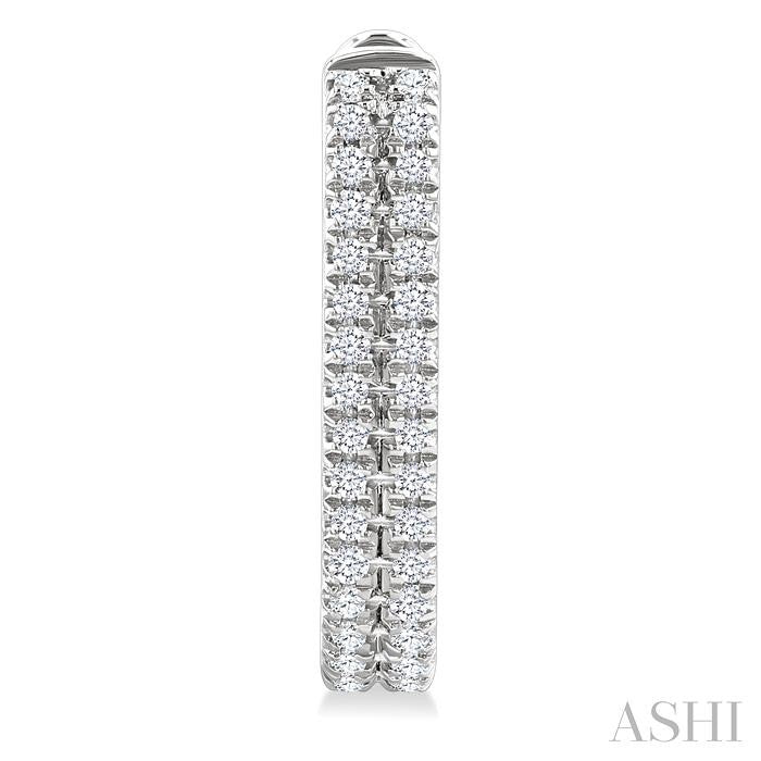ASHI Double Row Diamond Hoop Earrings 636E7PPTSERWG