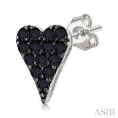 ASHI Heart Shape Black Diamond Fashion Earrings 636K3PPTKERWG