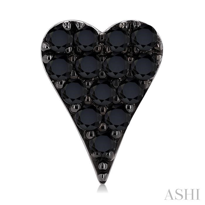ASHI Heart Shape Black Diamond Fashion Earrings 636K3PPTKERWG