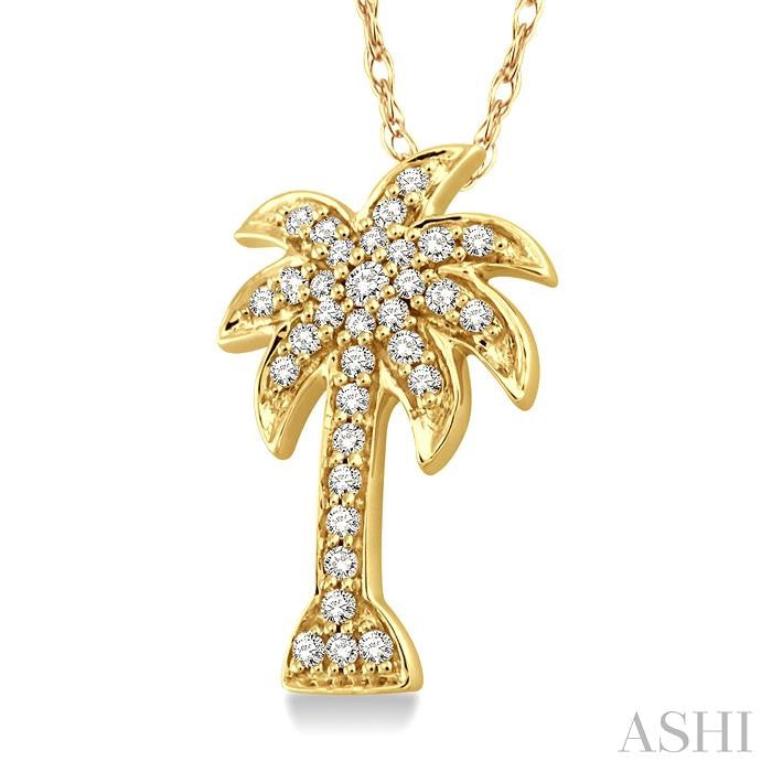ASHI Palm Tree Diamond Fashion Pendant 63788PPTSPDYG