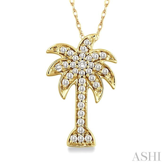ASHI Palm Tree Diamond Fashion Pendant 63788PPTSPDYG