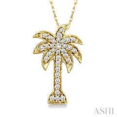 ASHI Palm Tree Diamond Fashion Pendant 63788PPTSPDYG