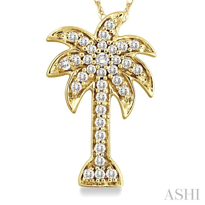 ASHI Palm Tree Diamond Fashion Pendant 63788PPTSPDYG