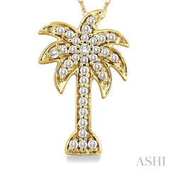 ASHI Palm Tree Diamond Fashion Pendant 63788PPTSPDYG