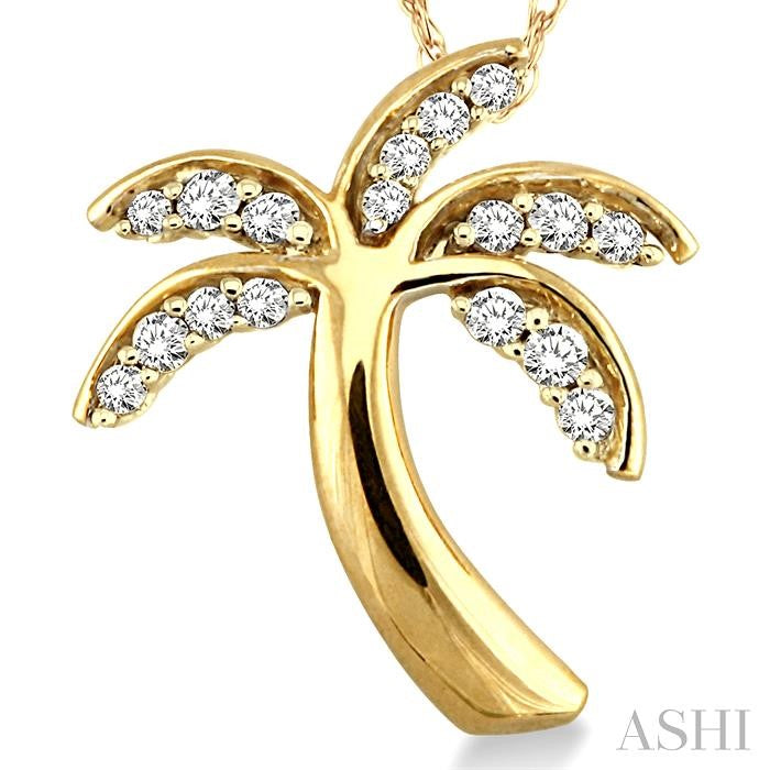 ASHI Palm Tree Diamond Fashion Pendant 63798PPTSPDYG