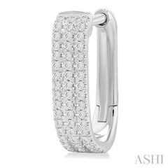 ASHI Three Row Diamond Hoop Earrings 637E5PPTSERWG