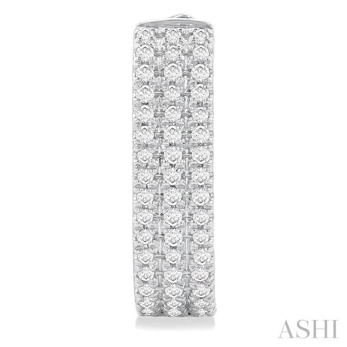 ASHI Three Row Diamond Hoop Earrings 637E5PPTSERWG