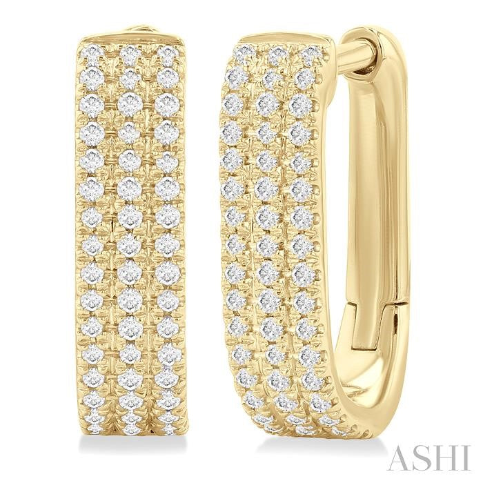 ASHI Three Row Diamond Hoop Earrings 637E5PPTSERYG