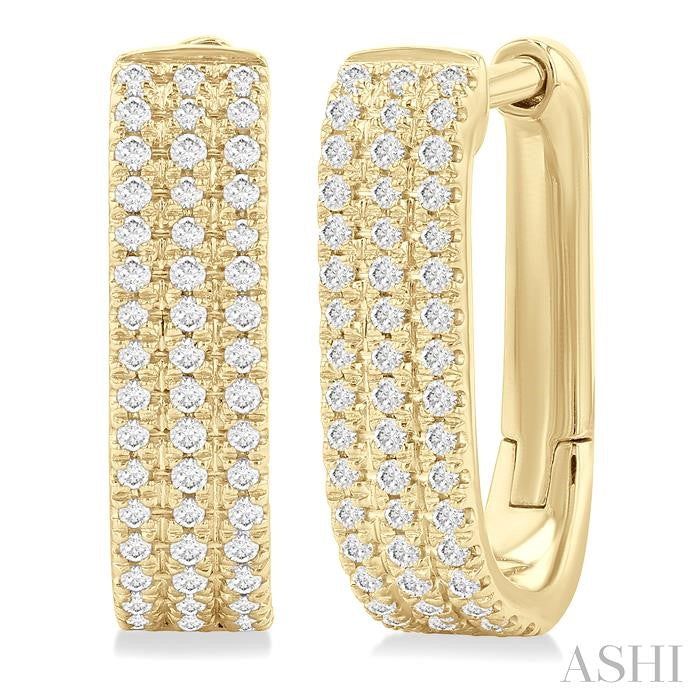 ASHI Three Row Diamond Hoop Earrings 637E5PPTSERYG