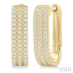 ASHI Three Row Diamond Hoop Earrings 637E5PPTSERYG