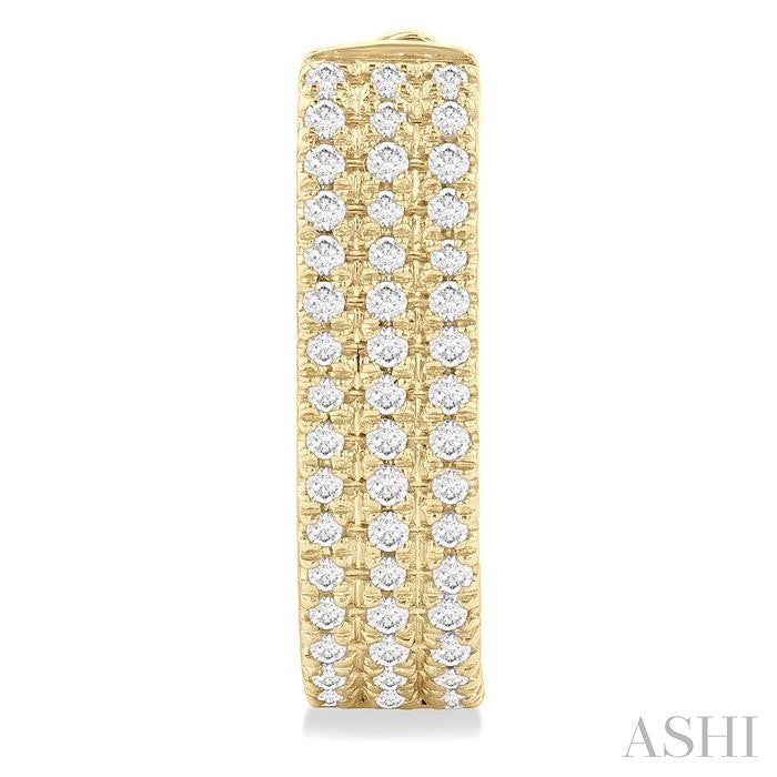 ASHI Three Row Diamond Hoop Earrings 637E5PPTSERYG